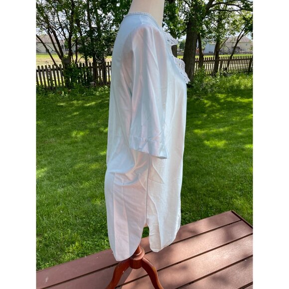 Vintage Stardust Light Blue Nightgown With Lace Collar & Tie Neck Detail Womens - Picture 3 of 7